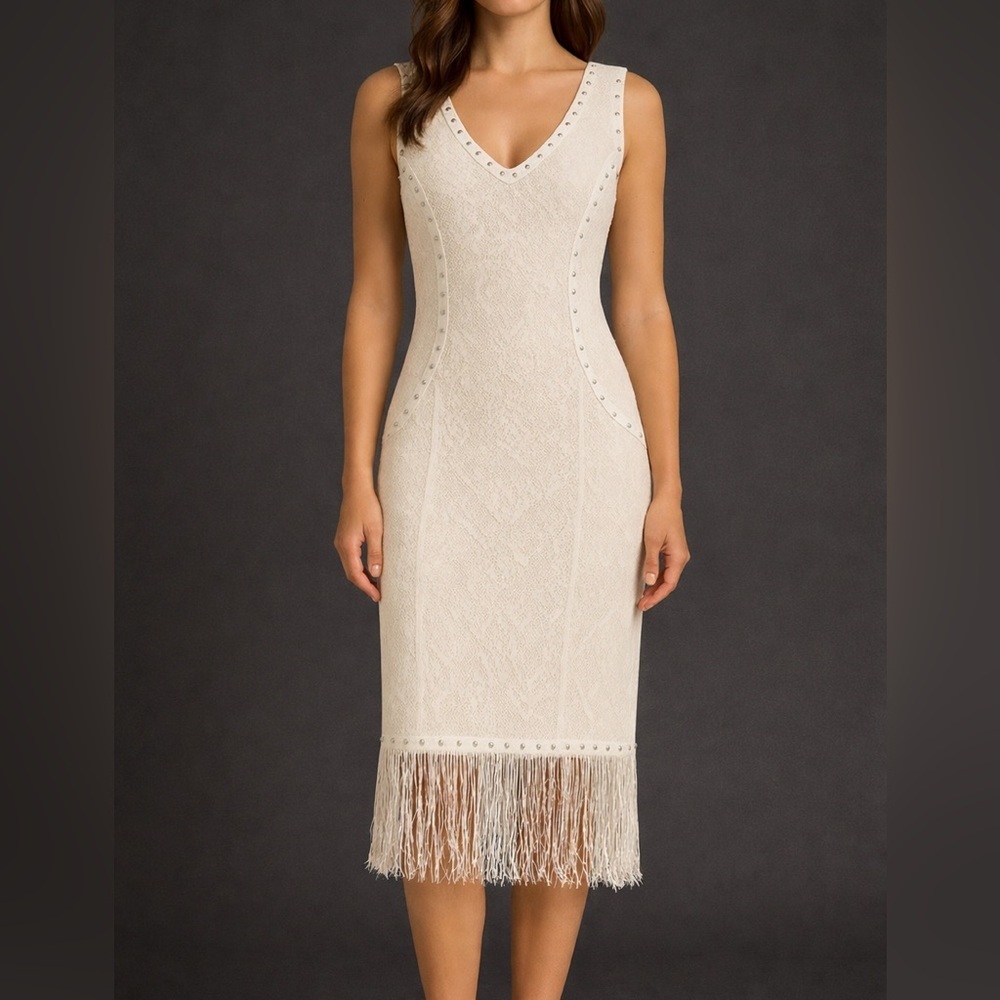 Idyllwind Cream Fringe Midi Dress